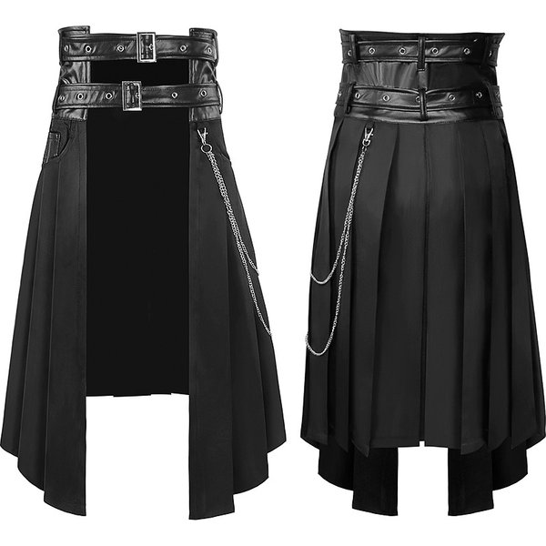 Jupe en cuir pour hommes, demi-jupe décontractée de grande taille, Style Punk Non grand public, nouvelle collection printemps et automne