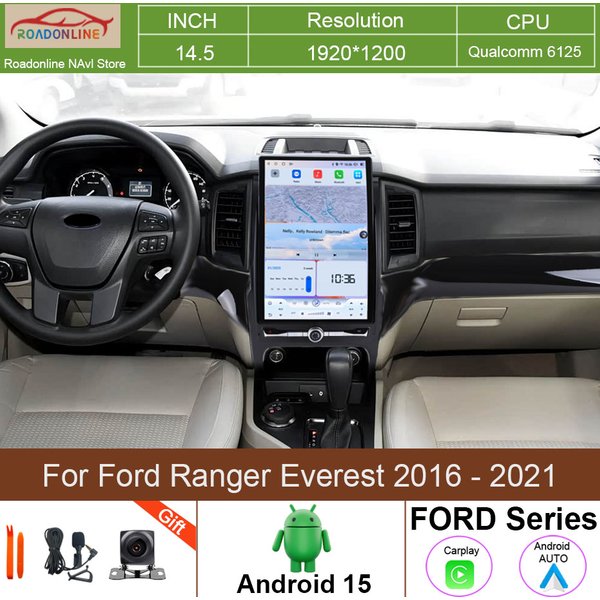 14.5 INCH Android 15 Car Radio For Ford Ranger Everest 2016 - 2021 Multimedia Video Player CarPlay GPS WIFI 4G DSP Stereo