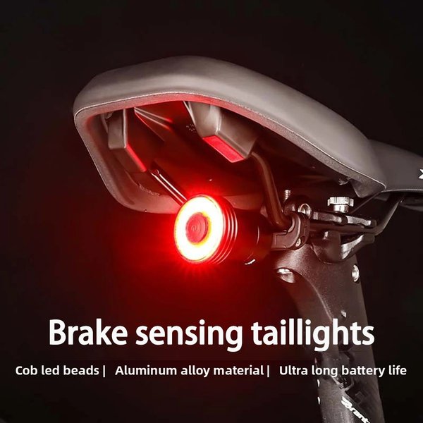 Feu arrière de vélo intelligent, feu arrière à détection de freinage pour conduite de nuit, interface rechargeable de type C, étanchéité IPX5.