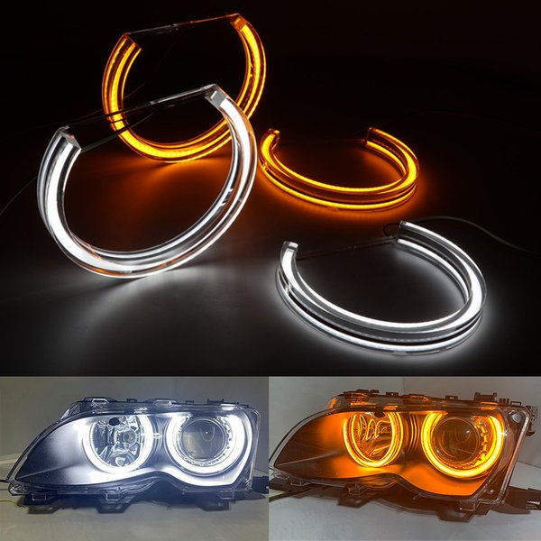 131mmx4 DTM LED Angel Eyes do BMW E46 E39 E36 E38 halogenowe Xenonowe Reflektory Kryształowe Światła Switchback Akcesoria Tuning DIY