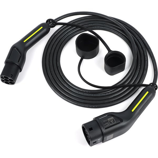 5 Meters 10 Meters Long Charging Cable For Street Station Wall box 3.5KW-22KW Type 2 Type 1 Mode 3 Black Waterproof 1 Phase or 3 Phase