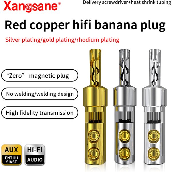 Xangsane Integrated Pure Red Copper Gold-Plated Rhodium Plated Silver Plated HIFI Banana Plug Speaker Cable Terminal Accessories