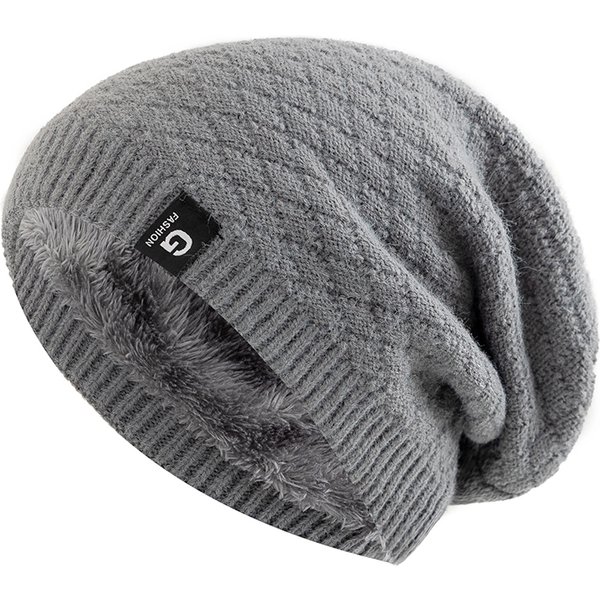 Nouveaux chapeaux d'hiver amples unisexes ajouter une doublure de fourrure hommes et femmes bonnet chaud décontracté étiquette décor hiver chapeaux tricotés