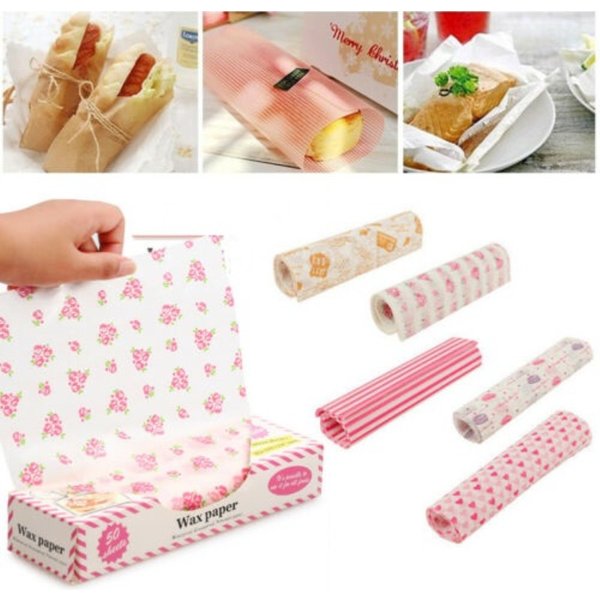 50 Teile/los Wachs Papier Lebensmittel Grade Fett Papier Lebensmittel Wrapper Geschenkpapier Für Brot Sandwich Burger Pommes Frites Ölpapier Backen Werkzeuge