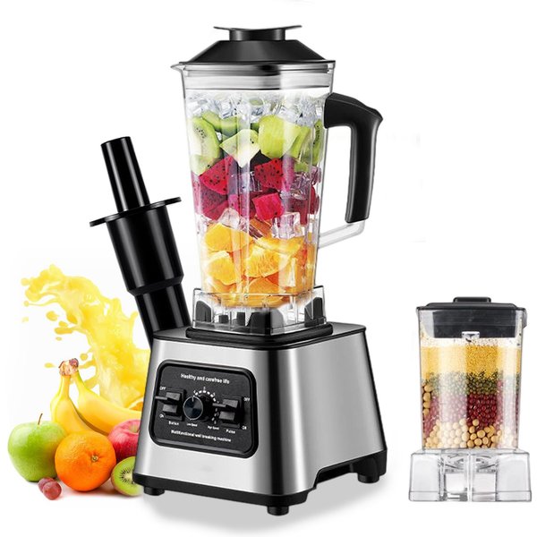 6000W Leistungsstarker Multifunktions-Profi-Mixer mit 4 Klingen, 2-in-1 Zerkleinerer, 2,5L Behälter, für Eis, Nüsse und Obst, stark und leistungsfähig