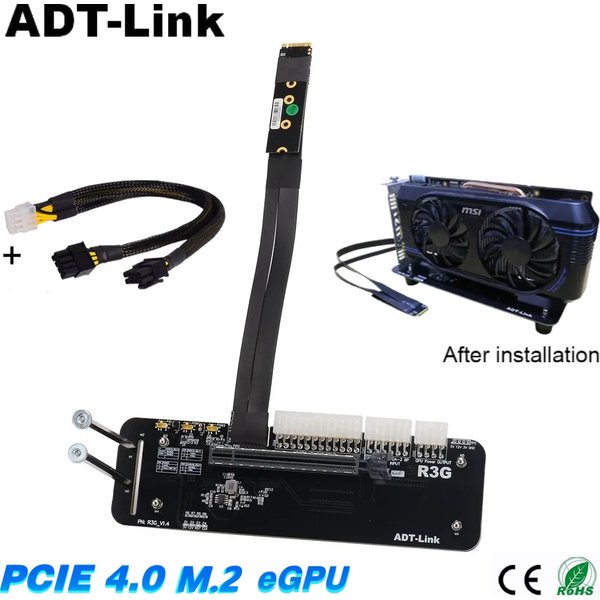 Adaptateur EGPU ADT-Link M.2 NVMe vers PCIe X16, connecteur PCI-e X16 vers M.2 NVMe, adaptateur EGPU R43SG 4.0 pour NUC / ITX / STX / Ordinateur portable