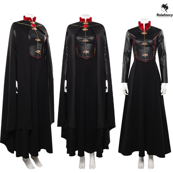 Adult Women Rhaenyra Cosplay Women Costume Robe Black Dress Cloak Cape TV Dragon Halloween Carnival Party Clothes Disguise