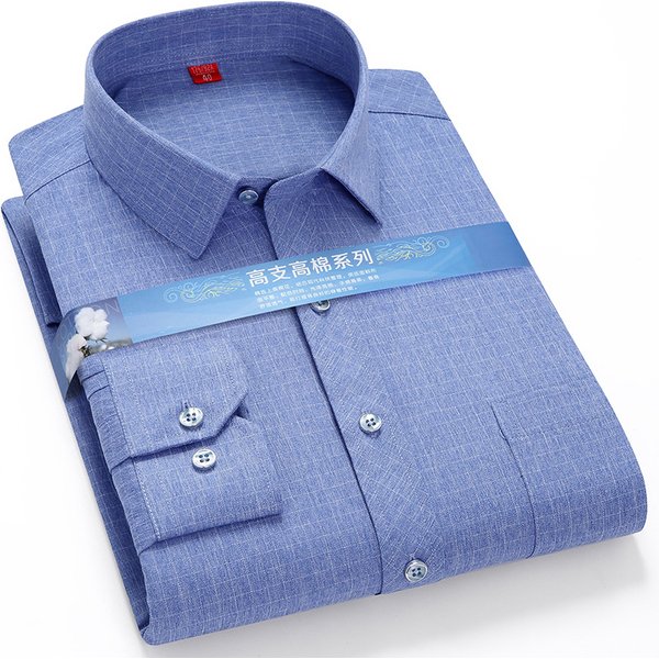 BAMBOOPLE Shirt Men Long Sleeve Fashion Casual Soft Striped Business Social Checked Regular Fit Easy Care Male Clothes AEchoice