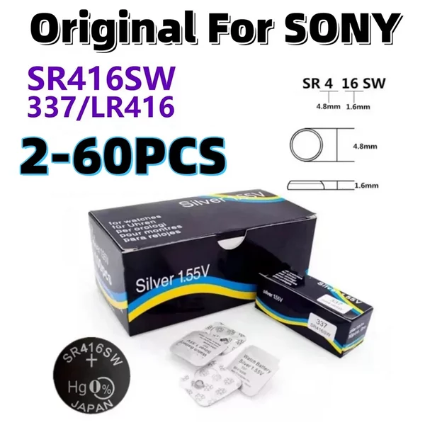2-60 Stück Original für SONY SR416SW Knopfzellenbatterie Uhrenbatterie Knopfzellen 623 D337 337 SP337 1,55V Einzelverpackung