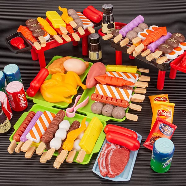 Baby Dress Up Küche Spielzeug BBQ Set Kinder Simulierte BBQ Kochgeschirr Kochen Simulierte Lebensmittel Cosplay Pädagogisches Geschenk Spielzeug