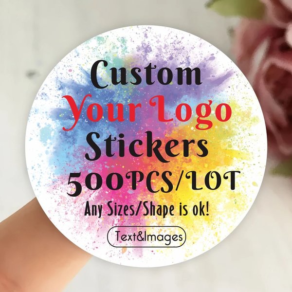 500 Stück individuelle Aufkleber und individuelle Logo-Aufkleber für Hochzeit, Geburtstag, Taufe, drucken Sie Ihre eigenen Logo-Aufkleber, personalisierte Aufkleber