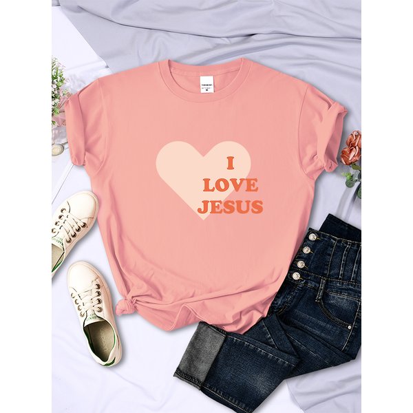 Ich liebe Jesus geben Ihnen mein Herz drucken Frauen T-Shirt Hip Hop lässig Straße Kurzarm Kreativität Mode weibliche T-Shirt Kleidung
