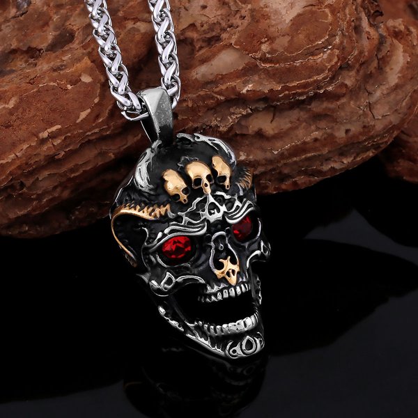 Collier créatif en acier inoxydable 316L pour hommes, crâne fantôme, Vintage Viking, mode néo-gothique, pendentif de fête Rock, amulette, bijoux