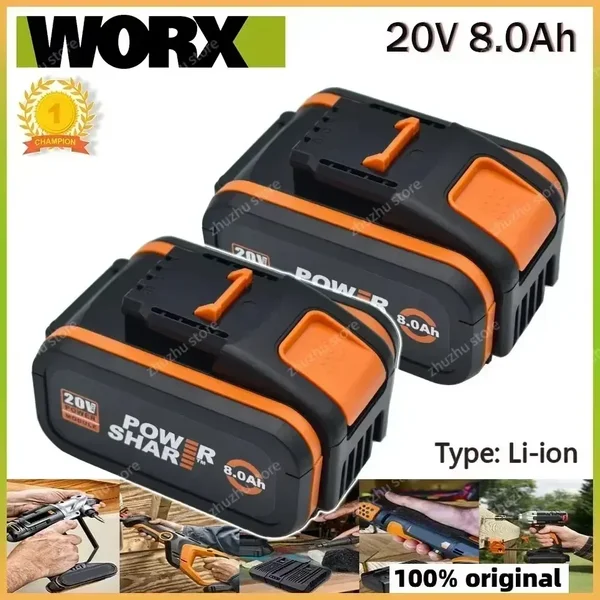Original Worx Lithium-Ionen-Ersatzakku WA3551 WA3553 WX176 WX550 WX386 WXino 3 WXgain WX800, WU268 20V 8,0 Ah