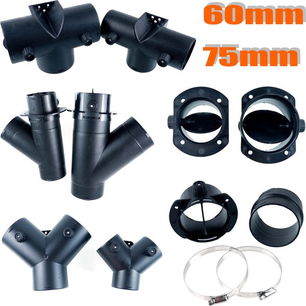 60mm 75mm Valve Flap Adjustable Air Diesel Heater Vent Ducting Branch Splitter Exhaust Pipe Outlet Joiner Connector For Car