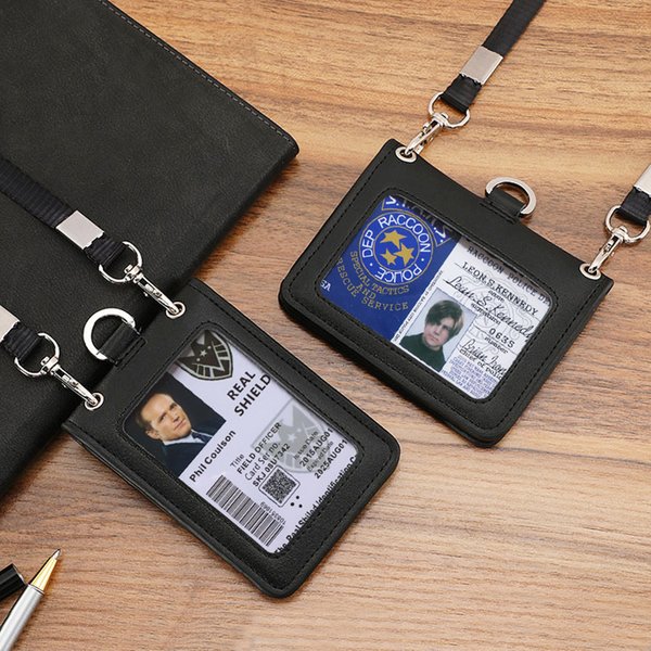 Porte-carte de crédit en cuir véritable, Badge de Police de journaliste, pochette pour carte de poitrine avec lanière de cou, fournitures pour le personnel