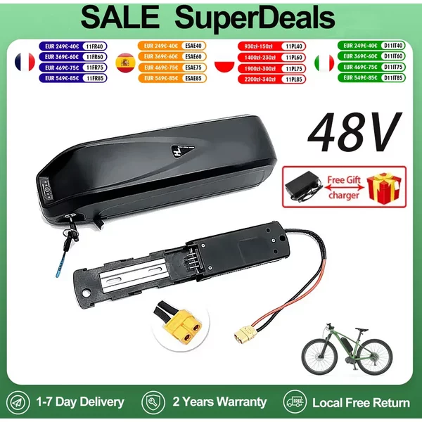 Brandneue 36V 48V 20AH/30AH/40AH Hailong Aibik Batterie 30A BMS 350W 500W 750W 1000W 18650 Batterie Kostenloser Versand und Ladegerät