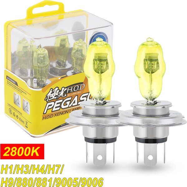 Ampoule halogène de voiture 3000LM 100W, 2 pièces, lampe HOD 2800K, lumière jaune, phare avant H1/H3/H4/H7/880/881/9005/9006
