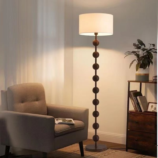 Französische Stehlampe, Lampenschirm aus Stoff, stehende Beleuchtung, Wohnzimmer, Arbeitszimmer, Schlafzimmer, Stehleuchte, 3-Arten-Farbtemperaturlicht