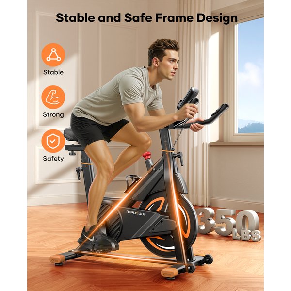 Toputure Heimtrainer mit Magnetwiderstand, großem Tablet-Halter, bequemem Sitz, 300 lbs Tragkraft, geräuscharm, Indoor-Fitness-Bike