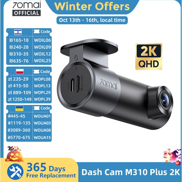 70mai Dashcam M310 Plus 2K Englische Sprachsteuerung 1440P WDR Nachtsicht 24H Parküberwachung 70mai M310 2K Auto-DVR Wi-Fi 6