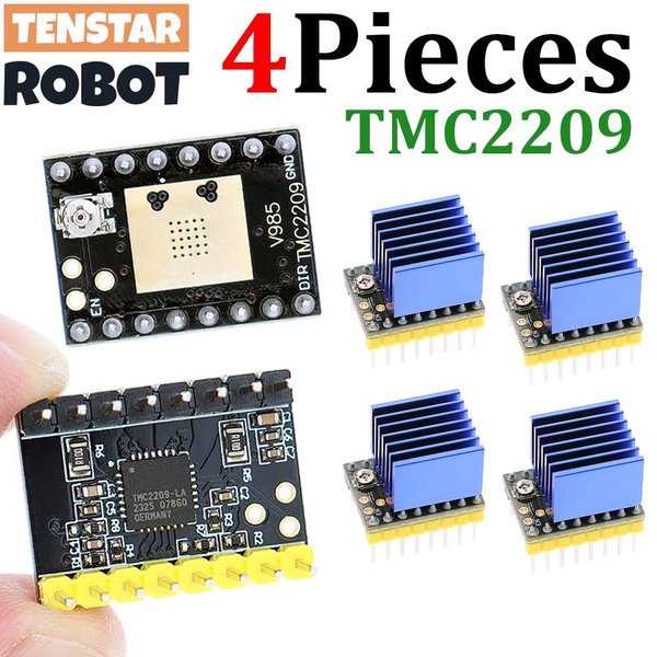 TENSTAR 4 Stück TMC2209 Modul V2.0 mit Kühlkörper Schrittmotortreiber 2A 3D-Druckerteile 256 Unterteilung Silent Printing
