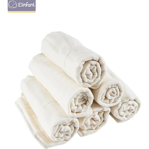 Elinfant 10PCS Lot 100% Soft Unbleached Cotton Softness Dry Fast Absorbency Baby Prefold Cloth Diaper Insert