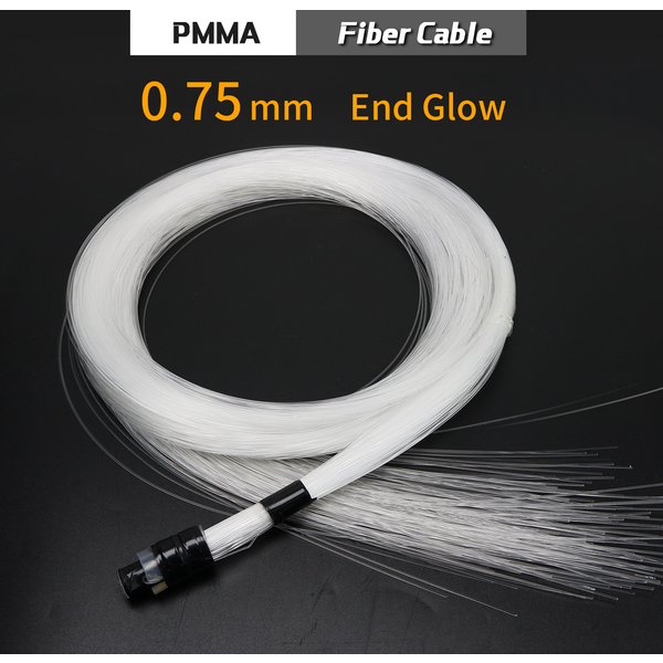 Kabel światłowodowy End Glow o średnicy 0,75 mm, światłowód PMMA do wszelkiego rodzaju silników świetlnych LED, do samodzielnego montażu, efekt gwieździstego nieba na dachu samochodu.