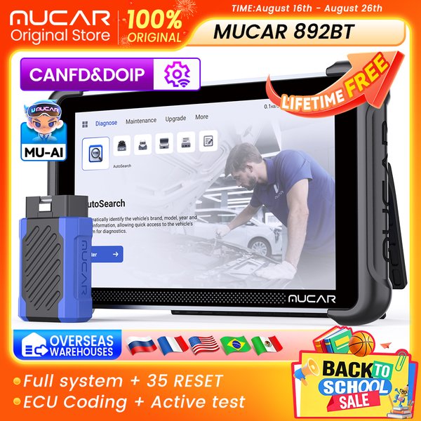 MUCAR 892BT Auto-Diagnosegerät AI Vollsystem-Scanner-Tool 35 Reset-Funktionen ECU-Codierung Bidirektionales CANFD&DoIP Lebenslang Kostenlose Updates