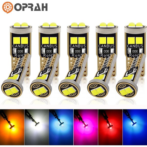 Oprah 2/10 pièces Canbus T10 LED W5W lumière intérieure de voiture sans erreur 3030 6SMD 12V lampe de plaque d'immatriculation ampoule de stationnement latérale DRL blanc Orange