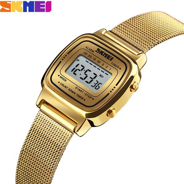 SKMEI Mode Sportuhr Damen Top-Marken Luxus 3Bar Wasserdicht Damenuhren Kleines Zifferblatt Digitaluhr Relogio Feminino 1252