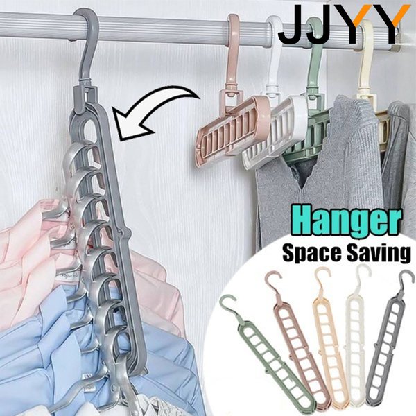 JJYY 9-Loch Platzsparender Kleiderbügel 360° Drehbarer Magischer Kleiderbügel Multifunktionaler Faltbarer Kleiderbügel zum Trocknen von Kleidung im Kleiderschrank
