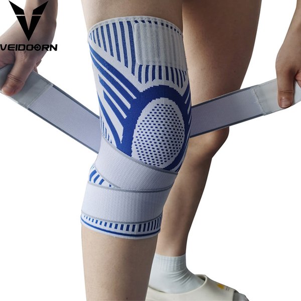 1PC Männer Kompression Sport Crossfit Knie Pads Fitness Getriebe Elastische Basketball Volleyball Knie Brace mit Langen Trägern