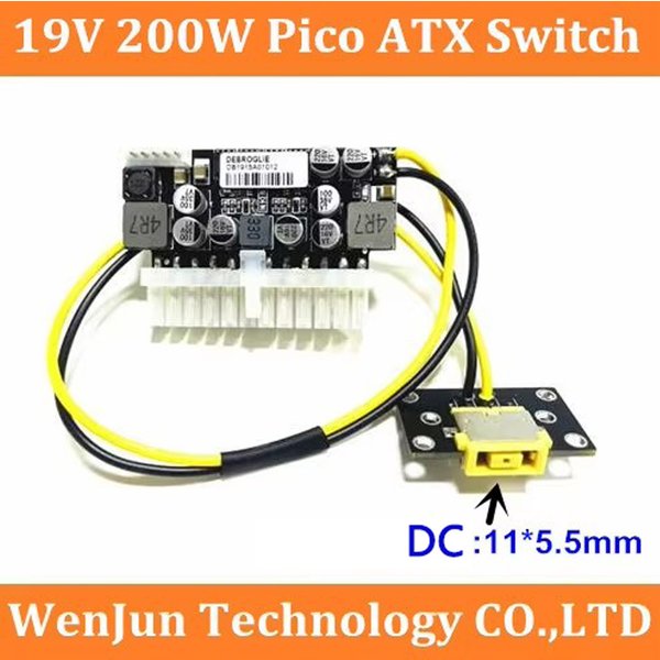 Neues Upgrade 7,9mm×5,5m quadratisches Port-Netzteil 19V 200W Pico ATX Switch Mining Netzteil 24-Pin MINI ITX DC zu ATX PC-Netzteil für Computer