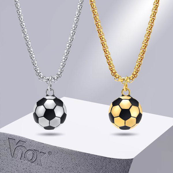 Vnox – colliers de Football 3D pour hommes, pendentifs Scoocer décontractés en acier inoxydable massif, cadeaux pour amoureux du sport pour garçons