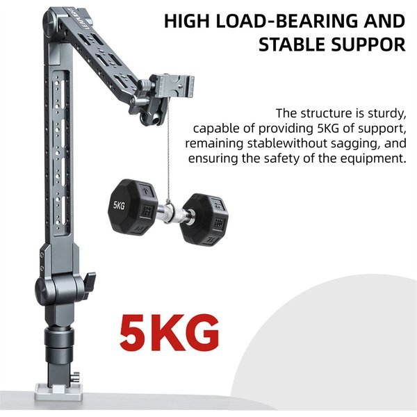 LEAPLIGHT Bras Magique Flexible avec Pince C pour Support de Caméra Aérien 360° ° Support cantilever rotatif à bras articulé pour téléphone/iPad