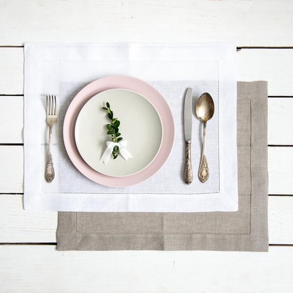 6 Pieces White Mat Linen Placemats for Table Decor Rustic Doily Dining Placemat Set for Holidays Natural Linen Place Mat