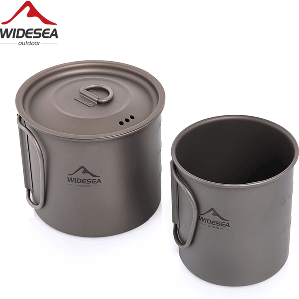 Widesea Camping Mug Titanium Cup Tourist Tableware Picnic Utensils Outdoor Kitchen Equipment Travel Cooking set Cookware Hiking
