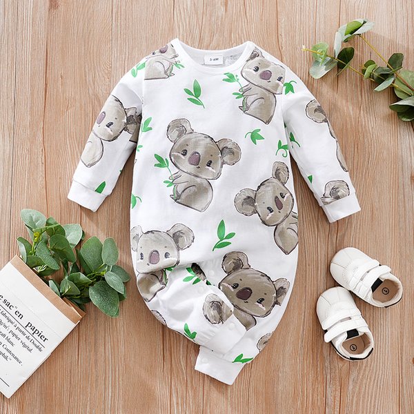 Kaola – body pour bébé, garçon et fille, mignon, dessin animé, imprimé complet, coton, confortable, manches longues, printemps et automne