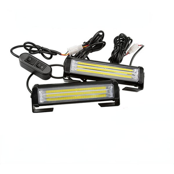 Lumière stroboscopique COB super lumineuse, lumière de calandre, lampe stroboscopique, lumière iodée, lumière de toit, une traînée, deux pare-chocs