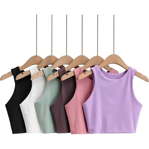 2023 sommer Mode Frauen Sexy Schlank Tops Oansatz Ärmellose Doppel Nylon Damen Gute Qualität Tank Tops 6 Farben