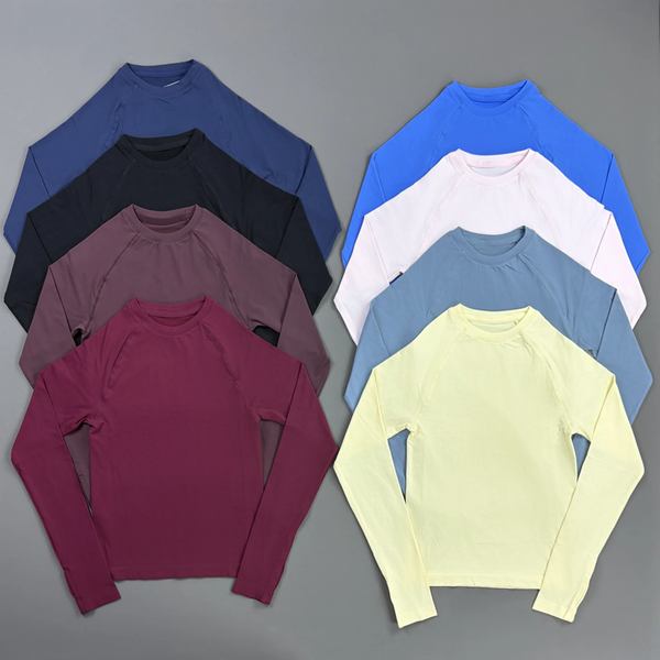 HISTELLO Defy Long Sleeve Workout Top Women Seamless Gym Sportswear Thumb Holes Sports Shirts Slim Fit Running Yoga Fitness Tops