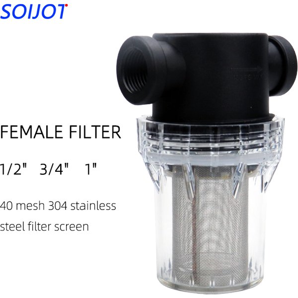 40 Mesh Front Filter Self-Emptying Water Pipe Filtration 1/2 inch 3/4inch 1 Inch Plastic Transparent Irrigation Sweeping Car Wa