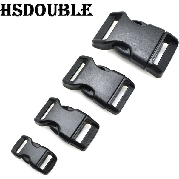 10 Pcs/Pack 3/8"5/8"3/4"1" Contoured Curved Side Release Black Plastic Buckles For Bag DIY Webbing Straps Paracord Bracelet