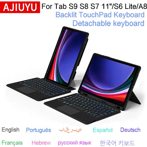 Abnehmbare Magic-Tastatur für Samsung Galaxy Tab S9 11' SM-X710 X716B Hülle für Tab S8 S7 11' A8 10.5 S6 Lite Tablet-Cover