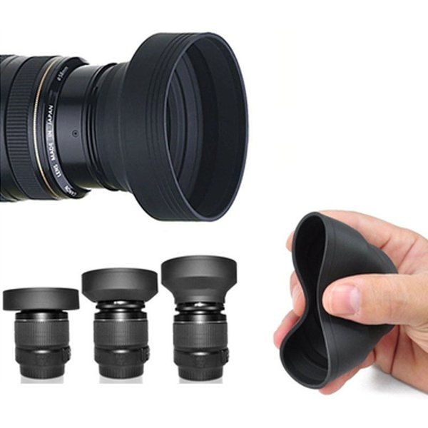 49 52 55 58 62 67 72 77 82 mm 3-stufige 3-in-1 zusammenklappbare Gummi-Gegenlichtblende für Canon Nikon DSIR Objektivkamera