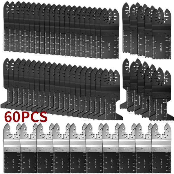 Lames de scie oscillantes en acier à haute teneur en carbone, outil oscillant à dégagement rapide, Kit de lames de coupe rapide, 60/50 pièces