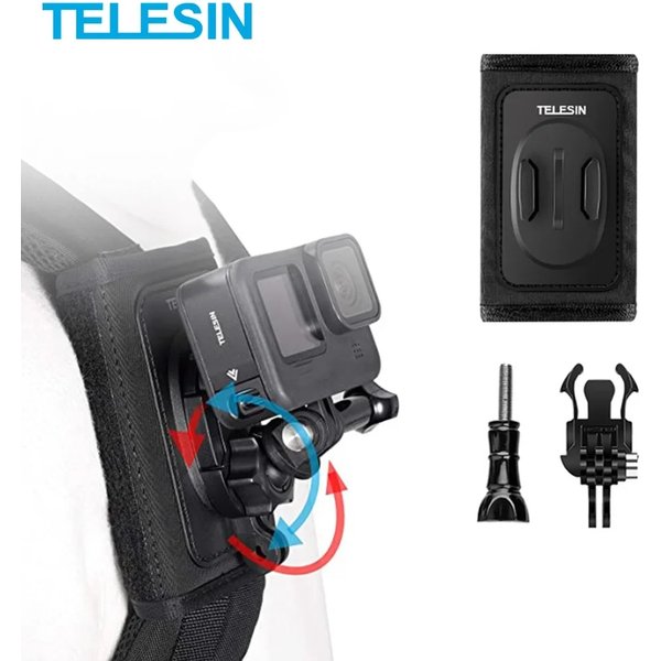 TELESIN-Support de sangle de sac à dos rotatif à 360 °, GoPro Fore12, 11, 10, 9, 8, 7, 6, 5, 4 Insta360, SJ, Capture d'écran, EKEN DJI Osmo Action 2, Accessoires