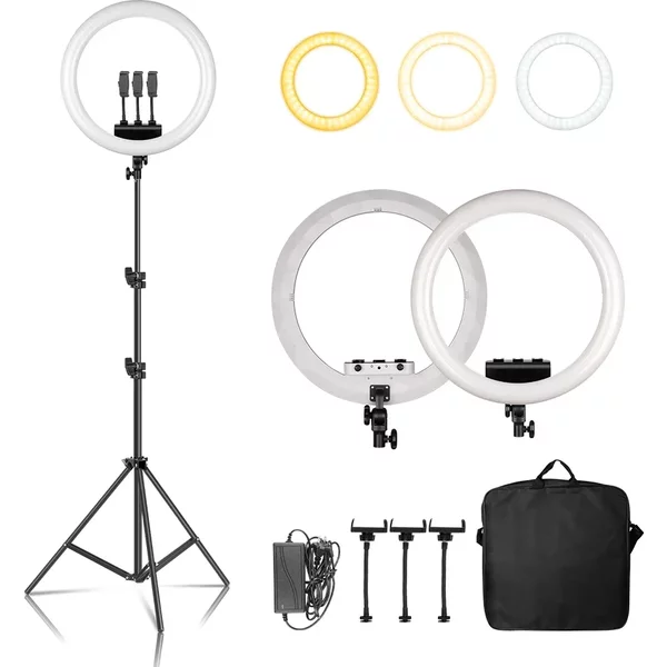 45 cm / 18 Zoll Ringlicht mit verschiedenen Stativvarianten oder ohne Stativ, 18 Zoll Ringlicht mit Stativ, Wandhalterung, 3200-6500K Fotostudioleuchte für Vlog-Videoaufnahmen, Make-up,