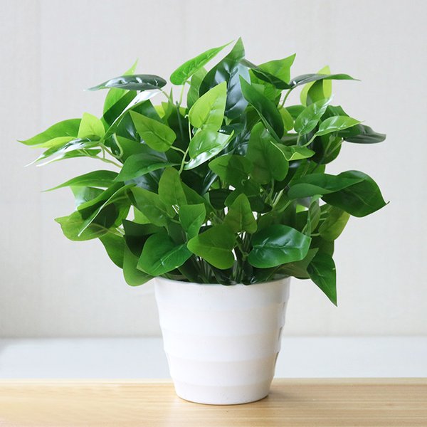 33cm 7 Forks Artificial Plants Fake Desktop Leaf Plant Wall Grass Plastic Tree Branch Floral Small Creeper For Home Office Decor